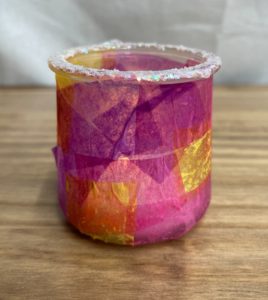 Simple Decoupaged Stained Glass Candle Holder - Welcome To Nana's